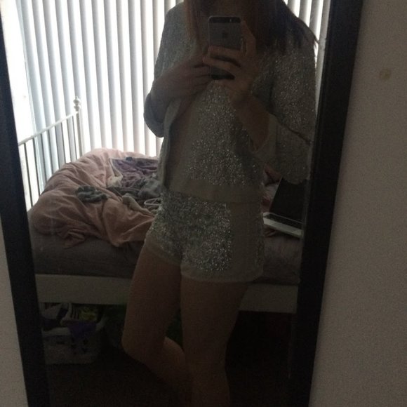 Matching Set Topshop Sequin Blazer Shorts Combo - Picture 5 of 5